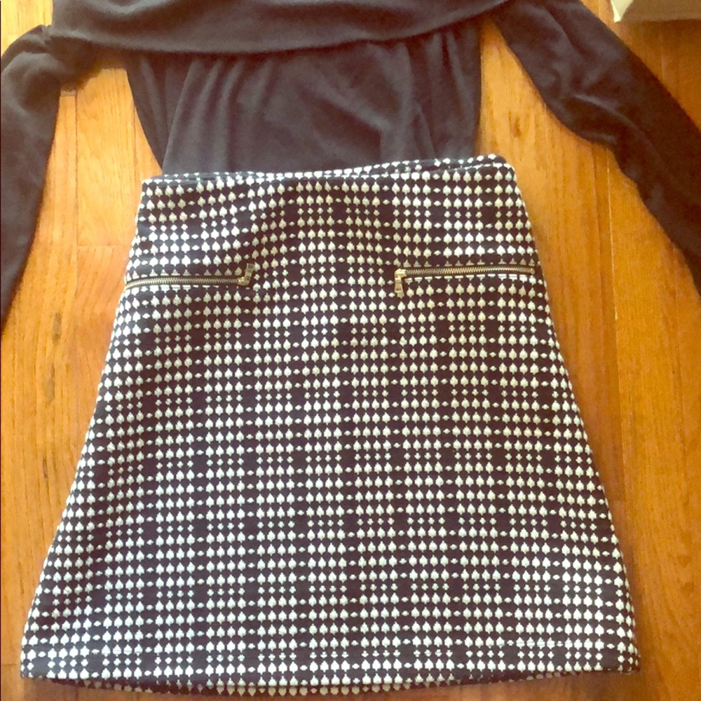 Textured Plaid Zip Pocket Shift Skirt